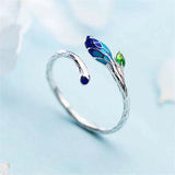 Bague Ajustable en Argent avec Fleur Bleue