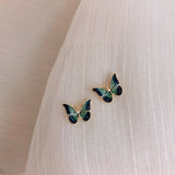Boucles d'Oreilles en Cristal Papillon en Or