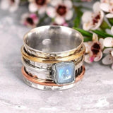 Bague de méditation en pierre de lune massive