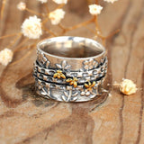 Bague petite abeille fleur