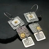 Boucles d'oreilles vintage bohèmes géométriques en argent