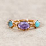 Bague Ajustable en Or avec Opale et Améthyste