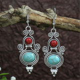 Boucles d'oreilles pendantes bohèmes en argent et opale