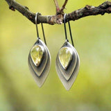 Boucles d'Oreilles Boho en Pierre Jaune en Argent