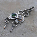 Boucles d'oreilles bohèmes bicolores en zircone et argent