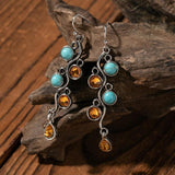 Boucles d'oreilles bohèmes avec zircone et opale en argent