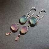 Boucles d'oreilles Boho bicolores en argent et cristal