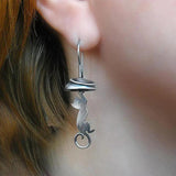Boucles d'oreilles pendantes Boho Cat en argent sterling