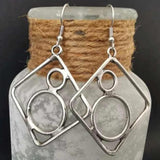 Boucles d'oreilles argent vintage ethnique creuse et carrée