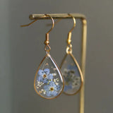 Boucles d'oreilles en cristal floral vintage bleu
