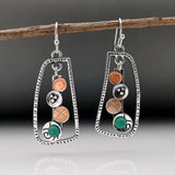 Boucles d'oreilles creuses vintage avec pierres