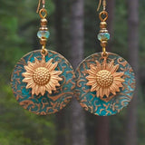 Boucles d'oreilles vintage marguerite marron