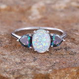 Bague Boho en opale blanche