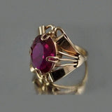 Bague vintage en grenat doré et zircone