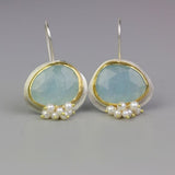 Boucles d'oreilles vintage en pierre bleu clair