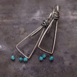 Boucles d'oreilles vintage avec perles turquoise