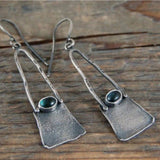 Boucles d'oreilles vintage en pierre verte foncée