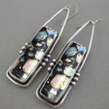 Boucles d'oreilles vintage en pierre foncée