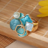 Bague vintage en or bleu