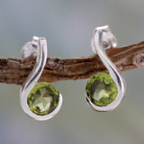 Boucles d'oreilles vintage en argent avec zircone olive