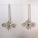 Boucles d'oreilles vintage en argent plaqué incrustées de pierres dorées