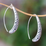 Boucles d'oreilles vintage en argent plaqué avec motif lierre