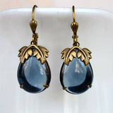 Boucles d'oreilles vintage en cristal bleu et or