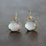 Boucles d'oreilles vintage en or et pierre de lune