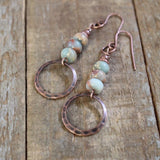 Boucles d'oreilles vintage en bronze avec pierres