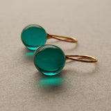 Boucles d'oreilles vintage en cristal vert et or rose