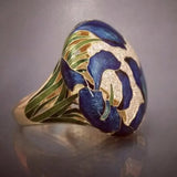 Bague vintage en émail forêt