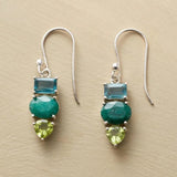 Boucles d'oreilles vintage en pierres vertes naturelles