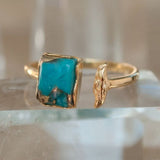 Bague vintage en or bleu océan