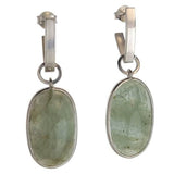 Boucles d'oreilles vintage ovales en argent avec pierre