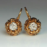 Boucles d'oreilles vintage en verre brillant et or rose