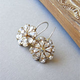 Boucles d'oreilles vintage en cristal brillant en forme de fleur