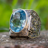 Bague vintage en verre Blue Seal