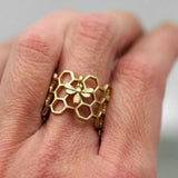 Bague vintage en or Honeycomb