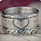 Bague vintage en argent en forme de cœur