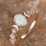 Bague rose opale blanche