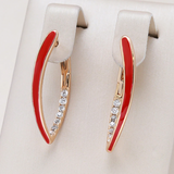 Elégantes Boucles d'oreilles Pointues en Or avec Émail Rouge