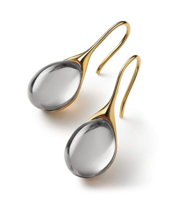 Boucles d'oreilles pendantes en cristal, or et argent