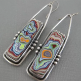 Boucles d'oreilles rectangulaires chromatiques vintage