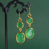 Boucles d'oreilles vintage en or rondes vertes