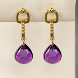Boucles d'oreilles vintage en verre violet et or