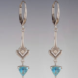 Boucles d'oreilles flèche vintage en zircone bleue