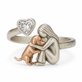 Bague artisanale en argent sterling 925 avec zircone en forme de cœur – ajustable