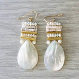 Boucles d'oreilles vintage en pierre blanche, perle et or