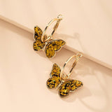 Boucles d'oreilles papillon en cristal émaillé peint à la main