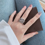 Bague ajustable à plusieurs rangs en argent sterling 925